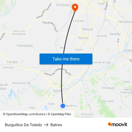 Burguillos De Toledo to Batres map