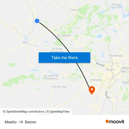 Maello to Batres map