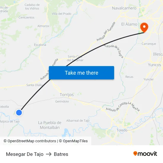 Mesegar De Tajo to Batres map