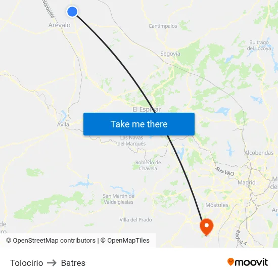 Tolocirio to Batres map