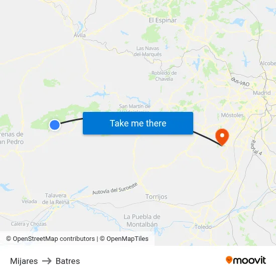 Mijares to Batres map