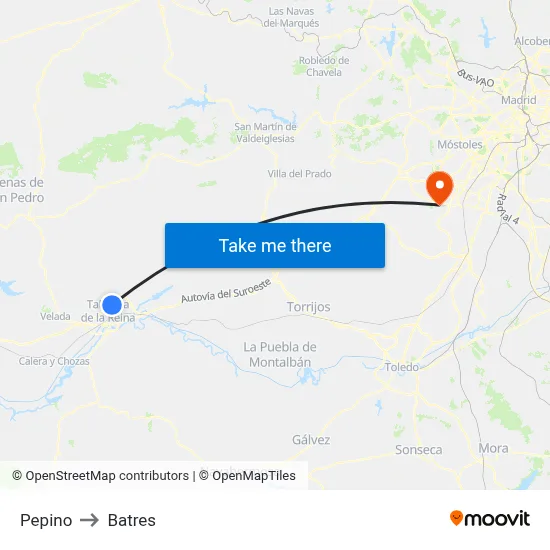 Pepino to Batres map