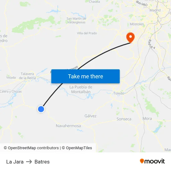 La Jara to Batres map