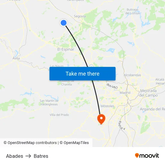 Abades to Batres map