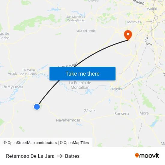 Retamoso De La Jara to Batres map