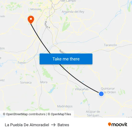 La Puebla De Almoradiel to Batres map