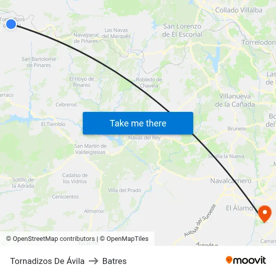 Tornadizos De Ávila to Batres map