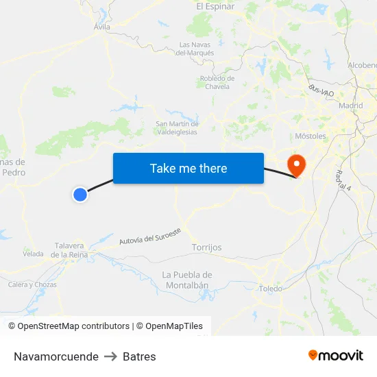 Navamorcuende to Batres map
