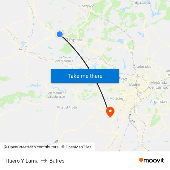 Ituero Y Lama to Batres map
