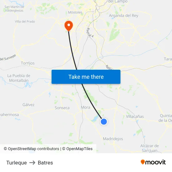 Turleque to Batres map