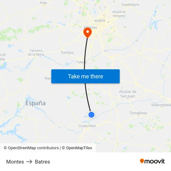 Montes to Batres map