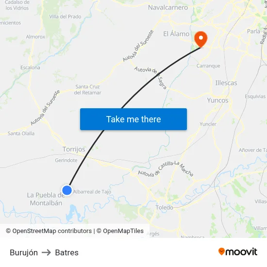 Burujón to Batres map