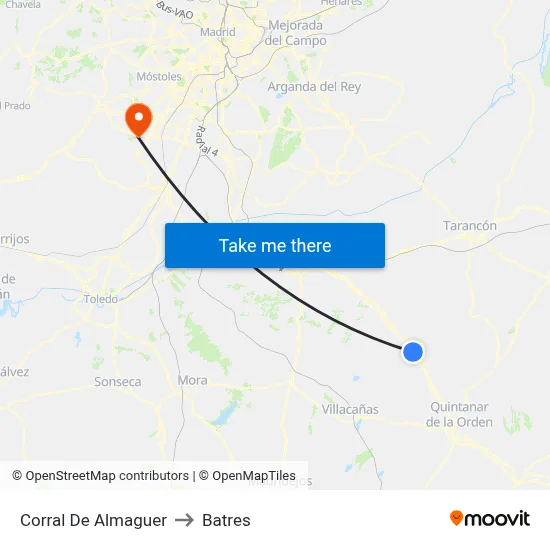 Corral De Almaguer to Batres map