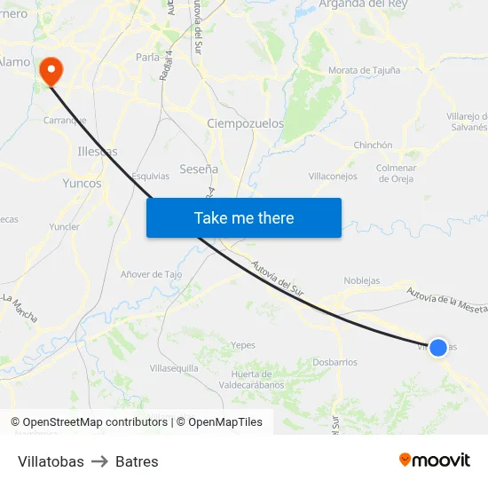 Villatobas to Batres map