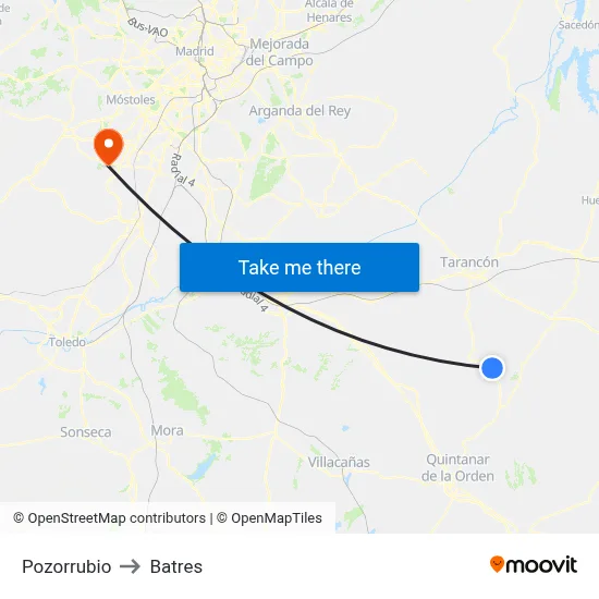 Pozorrubio to Batres map