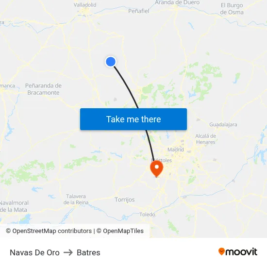 Navas De Oro to Batres map