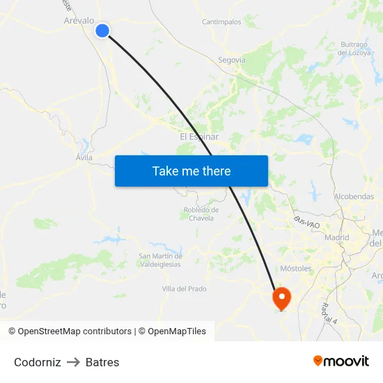 Codorniz to Batres map