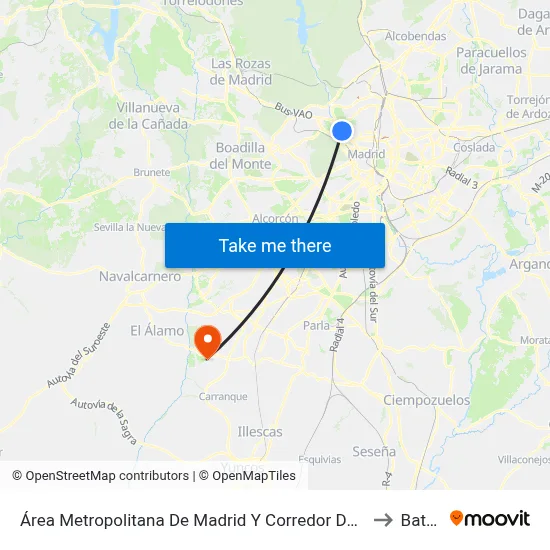 Área Metropolitana De Madrid Y Corredor Del Henares to Batres map