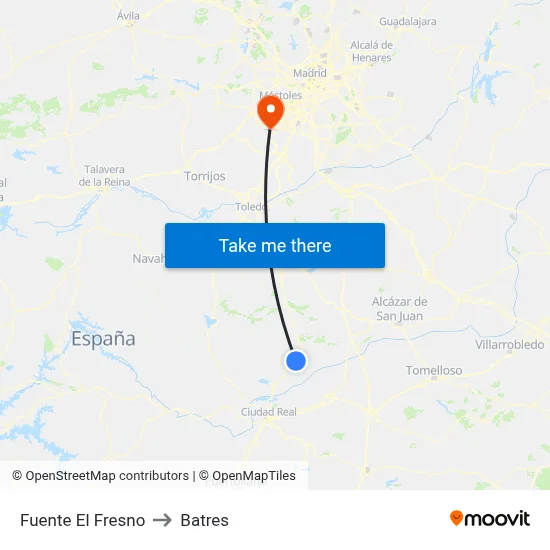 Fuente El Fresno to Batres map