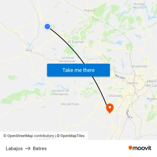 Labajos to Batres map