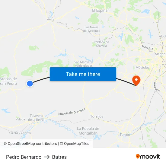 Pedro Bernardo to Batres map