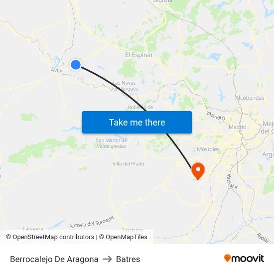 Berrocalejo De Aragona to Batres map