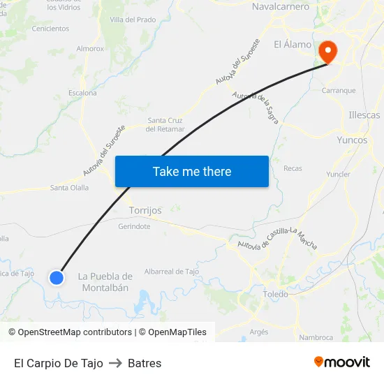 El Carpio De Tajo to Batres map