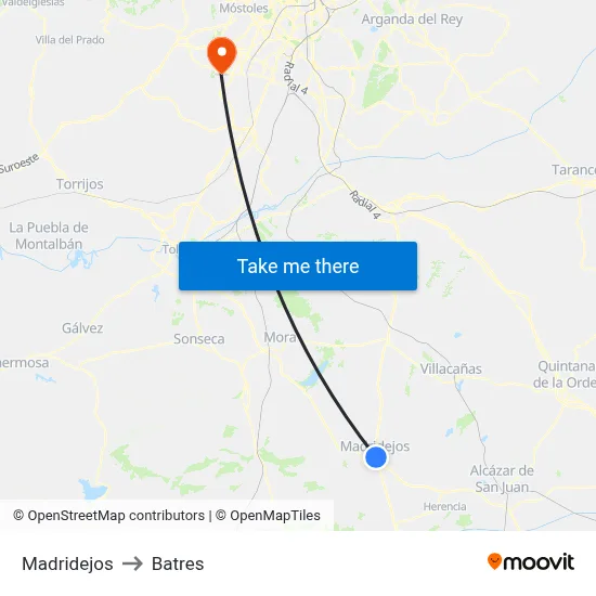 Madridejos to Batres map