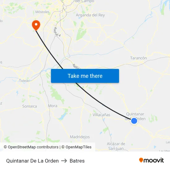 Quintanar De La Orden to Batres map