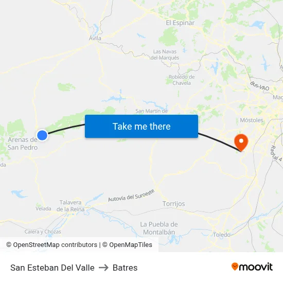 San Esteban Del Valle to Batres map