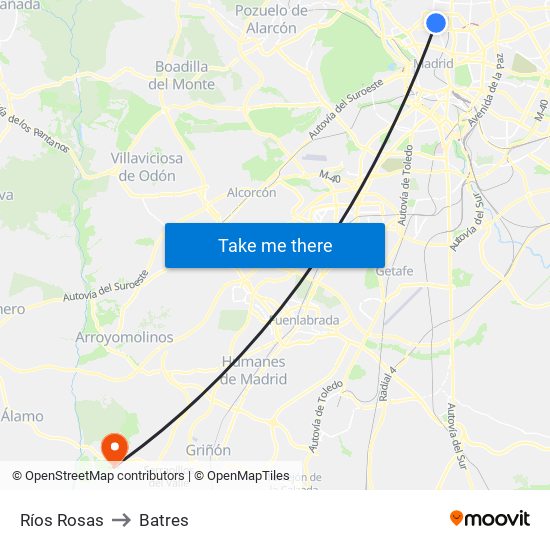 Ríos Rosas to Batres map