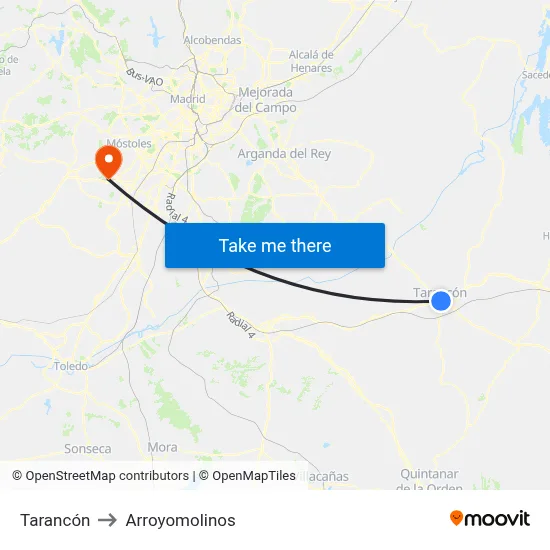Tarancón to Arroyomolinos map