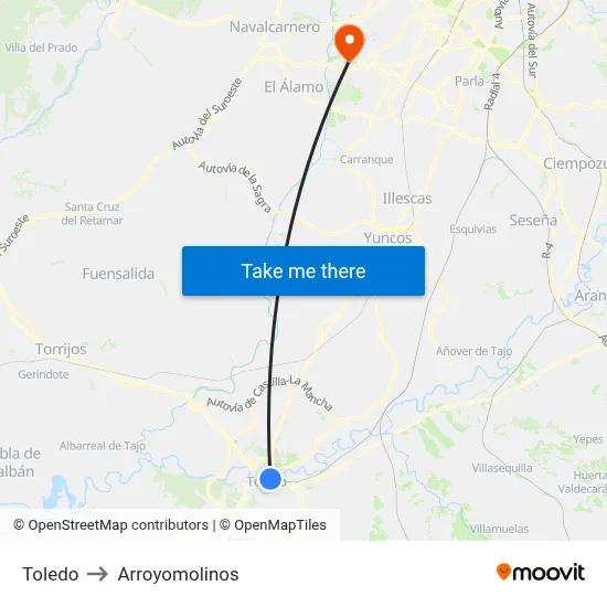 Toledo to Arroyomolinos map