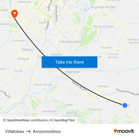 Villatobas to Arroyomolinos map