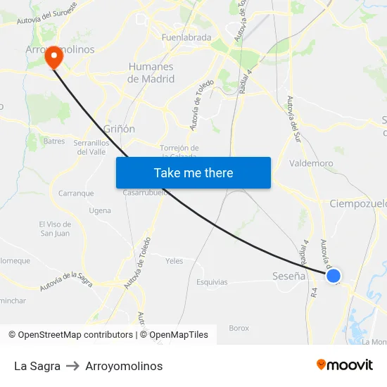La Sagra to Arroyomolinos map