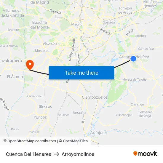 Cuenca Del Henares to Arroyomolinos map
