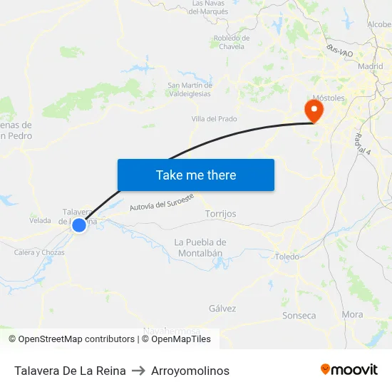 Talavera De La Reina to Arroyomolinos map
