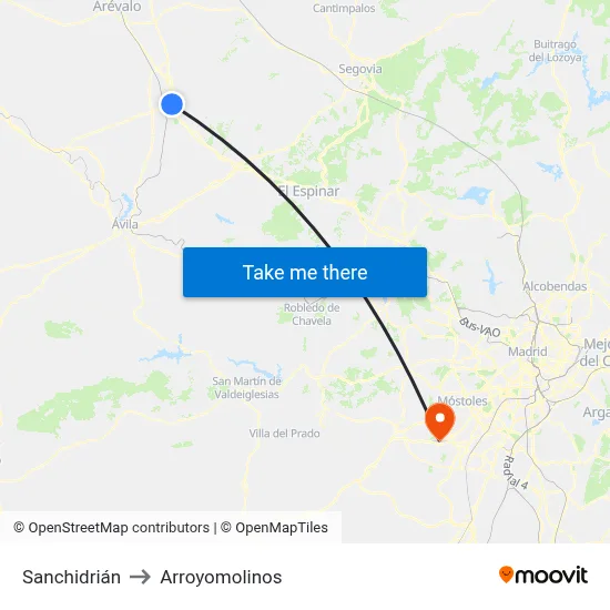 Sanchidrián to Arroyomolinos map