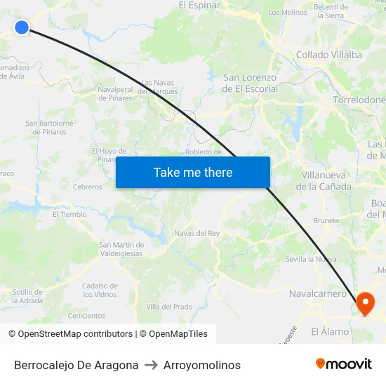 Berrocalejo De Aragona to Arroyomolinos map