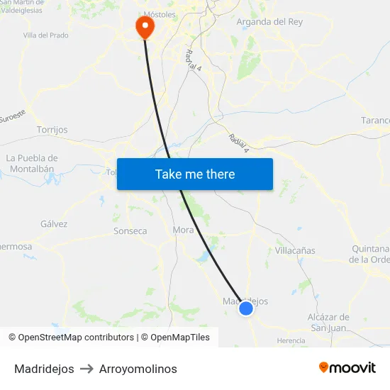 Madridejos to Arroyomolinos map
