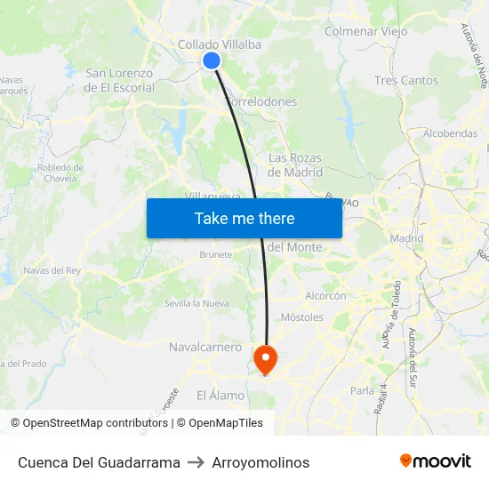 Cuenca Del Guadarrama to Arroyomolinos map