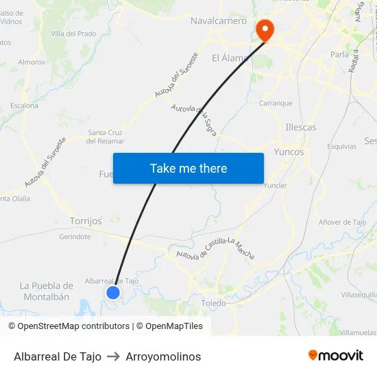 Albarreal De Tajo to Arroyomolinos map