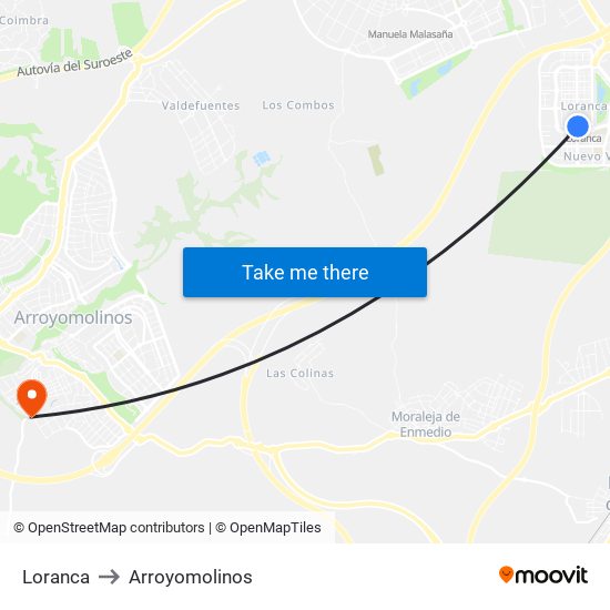 Loranca to Arroyomolinos map