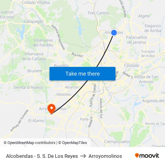 Alcobendas - S. S. De Los Reyes to Arroyomolinos map