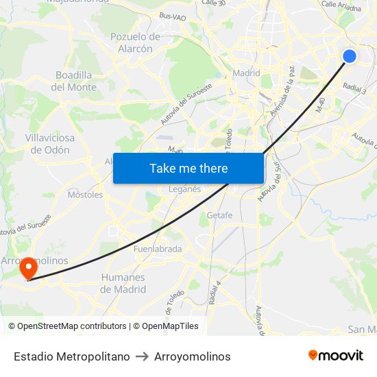 Estadio Metropolitano to Arroyomolinos map