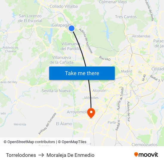 Torrelodones to Moraleja De Enmedio map