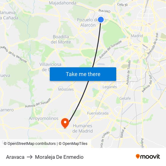 Aravaca to Moraleja De Enmedio map