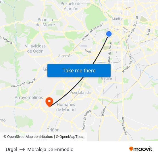 Urgel to Moraleja De Enmedio map