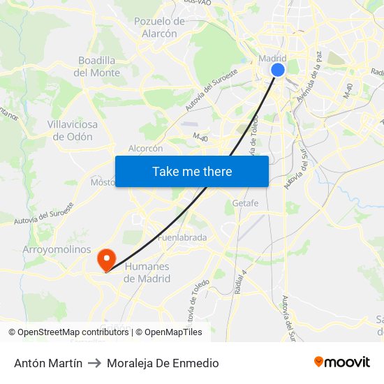 Antón Martín to Moraleja De Enmedio map