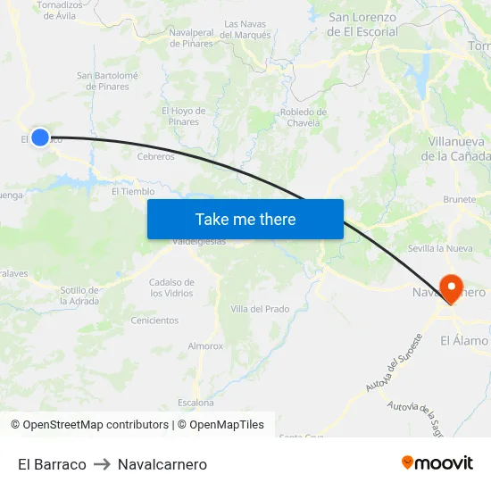 El Barraco to Navalcarnero map
